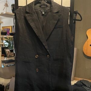 Saks Fifth Ave Black Double-Breasted Sleeveless Blazer